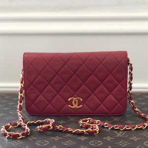 Chanel Red Quilted Small Mini Flap Vintage WOC Bag